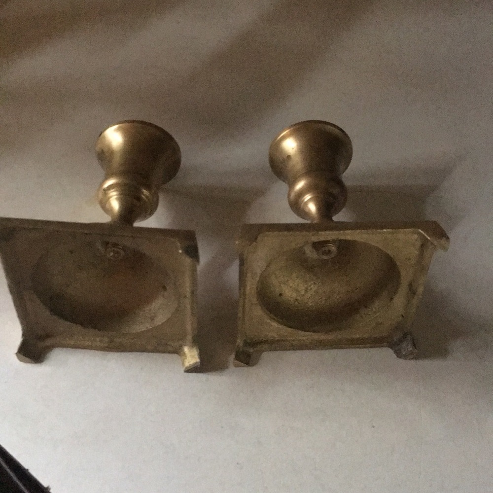 Brass candle holder 2 pc - Picture 2 of 3